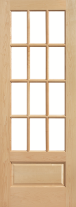 12 Lite over 1 Panel Maple Door